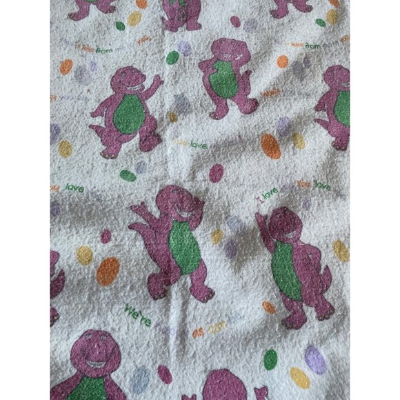 Vintage Barney Baby Blanket 59 X 42 Polyester Blend Satin Trim - Picture 3 of 11